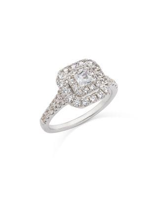 Diamond Princess & Round  Double Halo Ring in 14K White Gold by BLOOMINGDALE'S FINE COLLECTION