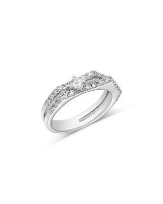 Diamond Princess & Round Double Row Ring in 14K White Gold by BLOOMINGDALE'S FINE COLLECTION