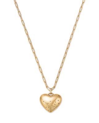 Diamond Puffed Heart Pendant Necklace in 14K Yellow Gold by BLOOMINGDALE'S FINE COLLECTION