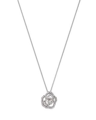 Diamond Rose Flower Openwork Pendant Necklace in 14K White Gold by BLOOMINGDALE'S FINE COLLECTION