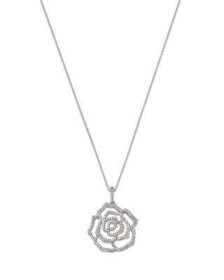 Diamond Rose Flower Pendant Necklace in 14K White Gold by BLOOMINGDALE'S FINE COLLECTION