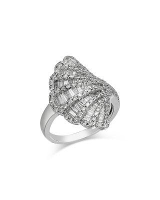 Diamond Round & Baguette Fan Ring in 14K White Gold by BLOOMINGDALE'S FINE COLLECTION
