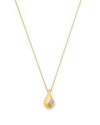 Diamond Solitaire Polished Pear Pendant Necklace in 14K Yellow Gold by BLOOMINGDALE'S FINE COLLECTION