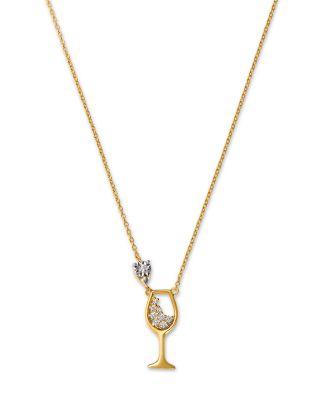 Diamond Wine Glass Pendant Necklace in 14K Yellow Gold by BLOOMINGDALE'S FINE COLLECTION