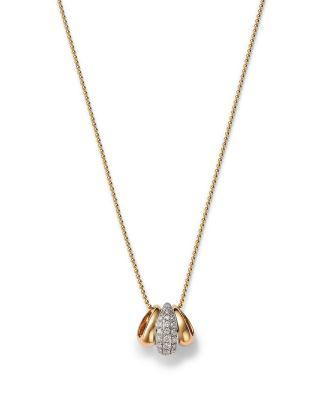 Diamond & Polished Ring Pendant Necklace in 14K White & Yellow Gold by BLOOMINGDALE'S FINE COLLECTION