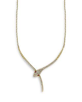 Diamond & Ruby Snake Statement Necklace in 14K White Gold by BLOOMINGDALE'S FINE COLLECTION