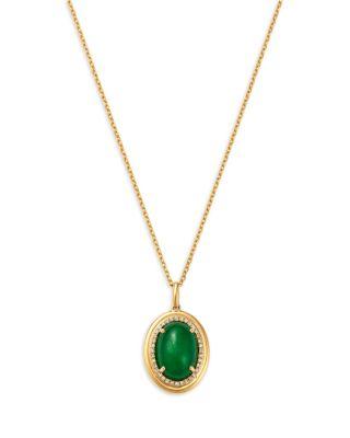 Dyed Jade & Diamond Halo Necklace in 14K Yellow Gold by BLOOMINGDALE'S FINE COLLECTION