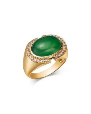 Dyed Jade & Diamond Halo Ring in 14K Yellow Gold by BLOOMINGDALE'S FINE COLLECTION