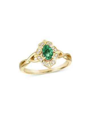 Emerald & Diamond Art Deco Ring in 14K Yellow Gold by BLOOMINGDALE'S FINE COLLECTION