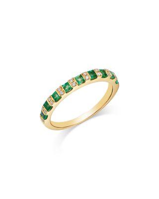 Emerald & Diamond Band Ring in 14K Yellow Gold by BLOOMINGDALE'S FINE COLLECTION