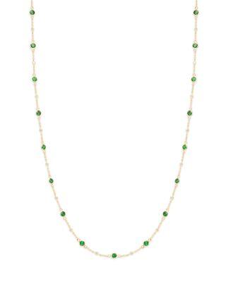 Emerald & Diamond Bezel Station Collar Necklace in 14K Yellow Gold by BLOOMINGDALE'S FINE COLLECTION