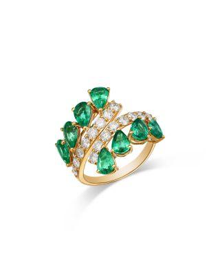 Emerald & Diamond Bypass Ring in 18K Yellow Gold by BLOOMINGDALE'S FINE COLLECTION