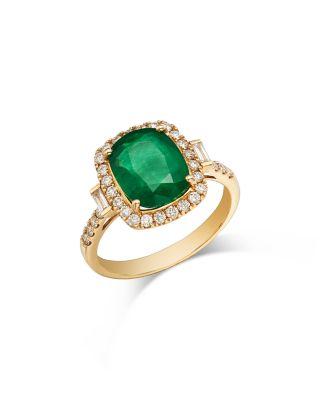 Emerald & Diamond Halo Ring in 14K Yellow Gold by BLOOMINGDALE'S FINE COLLECTION