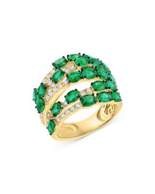 Emerald & Diamond Multi Row Band in 14K Yellow Gold by BLOOMINGDALE'S FINE COLLECTION