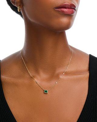 Emerald & Diamond Octagon Bezel Pendant Necklace in 14K Yellow Gold by BLOOMINGDALE'S FINE COLLECTION