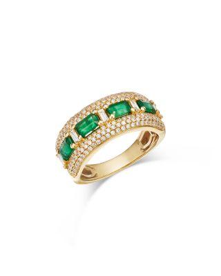 Emerald & Diamond Pav&eacute; Ring in 14K Yellow Gold by BLOOMINGDALE'S FINE COLLECTION