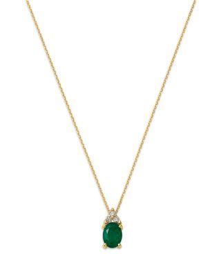 Emerald & Diamond Pendant Necklace in 14K Yellow Gold by BLOOMINGDALE'S FINE COLLECTION