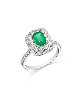 Emerald & Diamond Ring in 14K White Gold by BLOOMINGDALE'S FINE COLLECTION
