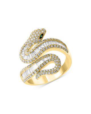 Emerald & Diamond Snake Ring in 14K Yellow Gold by BLOOMINGDALE'S FINE COLLECTION