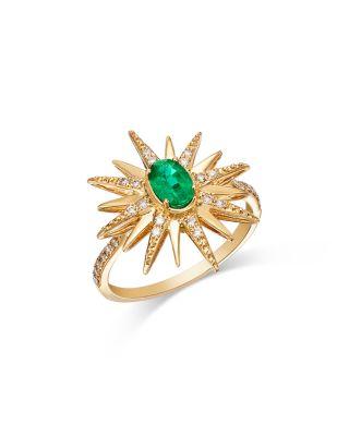 Emerald & Diamond Starburst Ring in 14K Yellow Gold by BLOOMINGDALE'S FINE COLLECTION