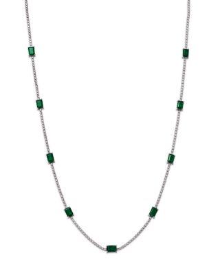 Emerald & Diamond Station Collar Necklace in 14K White Gold by BLOOMINGDALE'S FINE COLLECTION