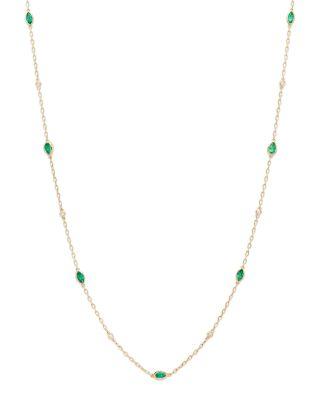 Emerald & Diamond Station Necklace in 14K Yellow Gold by BLOOMINGDALE'S FINE COLLECTION
