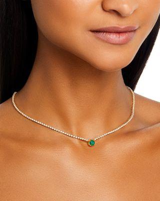 Emerald & Diamond Station Tennis Necklace in 14K Yellow Gold by BLOOMINGDALE'S FINE COLLECTION