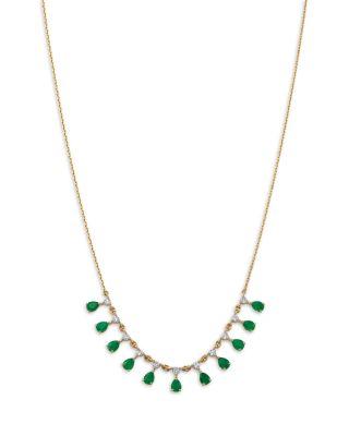 Fine Collection Emerald & Diamond Droplet Station Necklace in 14K Yellow Gold by BLOOMINGDALE'S FINE COLLECTION