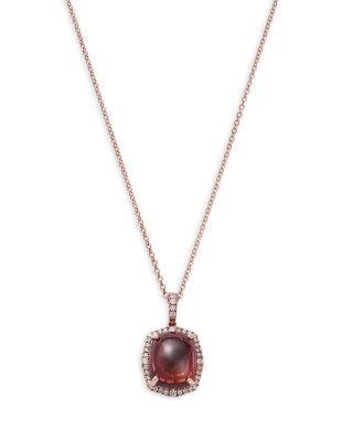 Garnet & Diamond Halo Pendant Necklace in 14K Rose Gold by BLOOMINGDALE'S FINE COLLECTION