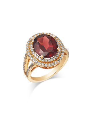 Garnet & Diamond Halo Ring in 14K Yellow Gold by BLOOMINGDALE'S FINE COLLECTION