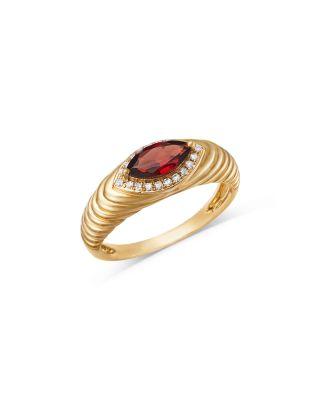 Garnet & Diamond Marquis Halo Ring in 14K Yellow Gold by BLOOMINGDALE'S FINE COLLECTION