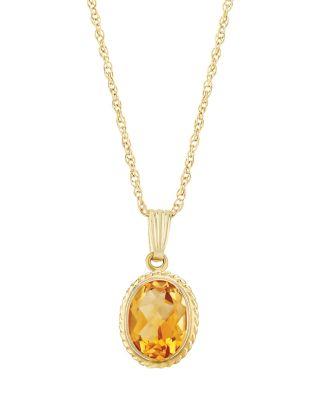 Gemstone Faceted Oval Pendant Necklace in 14K Yellow Gold by BLOOMINGDALE'S FINE COLLECTION