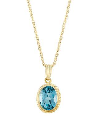 Gemstone Faceted Oval Pendant Necklace in 14K Yellow Gold by BLOOMINGDALE'S FINE COLLECTION