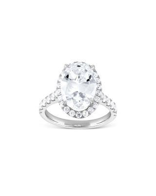 Lab Grown Diamond Oval & Round Cut Halo Engagement Ring in 18K White Gold by BLOOMINGDALE'S FINE COLLECTION