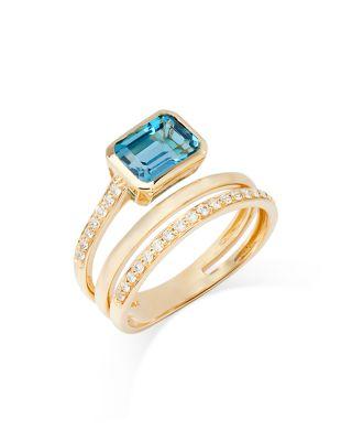 London Blue Topaz & Diamond Wrap Ring in 14K Yellow Gold by BLOOMINGDALE'S FINE COLLECTION