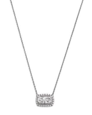 Luxe Collection Certified Lab Grown Diamond Cushion & Round Halo Pendant Necklace in 14K White Gold by BLOOMINGDALE'S FINE COLLECTION
