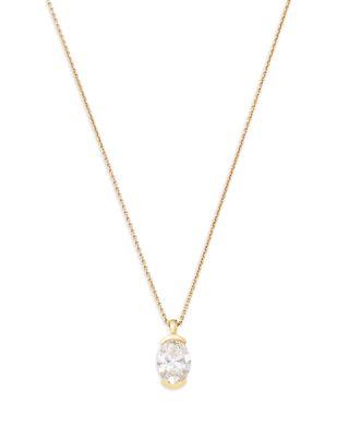 Luxe Collection Certified Lab Grown Diamond Oval Half Bezel Solitaire Pendant Necklace in 14K Yellow Gold by BLOOMINGDALE'S FINE COLLECTION