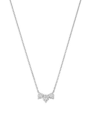Luxe Collection Certified Lab Grown Diamond Three Stone Pendant Necklace in 14K White Gold by BLOOMINGDALE'S FINE COLLECTION