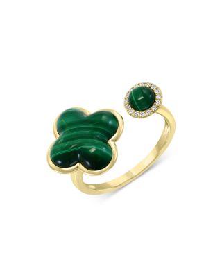 Malachite & Diamond Accent Open Ring in 14K Yellow Gold by BLOOMINGDALE'S FINE COLLECTION