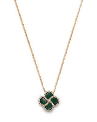 Malachite & Diamond Clover Pendant Necklace in 14K Yellow Gold by BLOOMINGDALE'S FINE COLLECTION
