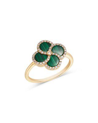 Malachite & Diamond Clover Ring in 14K Yellow Gold by BLOOMINGDALE'S FINE COLLECTION