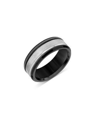 Men's Bevel Edge Band in Gray and White Tungsten by BLOOMINGDALE'S FINE COLLECTION
