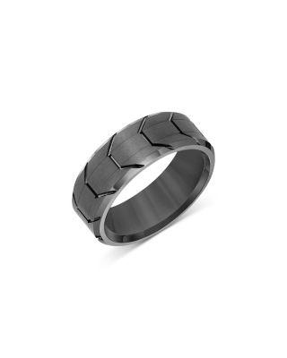 Men's Bevel Edge Tire Tread Texture Band in Dark Gray Tungsten by BLOOMINGDALE'S FINE COLLECTION