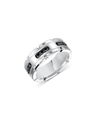 Men's Black Diamond Link Inspired Band in Tungsten & Sterling Silver by BLOOMINGDALE'S FINE COLLECTION
