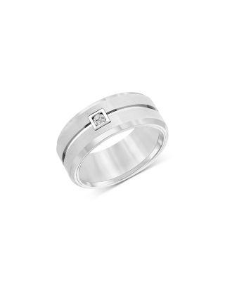 Men's Diamond Bevel Edge Band in White Tungsten by BLOOMINGDALE'S FINE COLLECTION