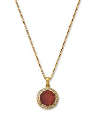 Men's Tiger Eye & Diamond Circle Pendant Necklace in 14K Yellow Gold by BLOOMINGDALE'S FINE COLLECTION