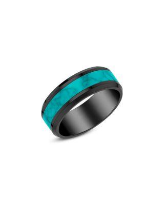 Men's Turquoise Inlay Ring in Black Tungsten by BLOOMINGDALE'S FINE COLLECTION
