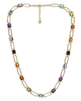 Multi Gemstone Paperclip Link Statement Necklace in 14K Yellow Gold by BLOOMINGDALE'S FINE COLLECTION