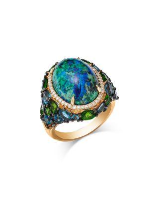 Multi Gemstone & Diamond Oval Halo Statement Ring in 14K Yellow Gold by BLOOMINGDALE'S FINE COLLECTION