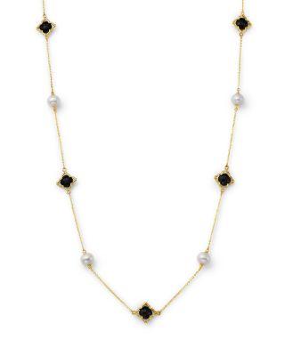 Onyx & Cultured Freshwater Pearl Necklace in 14K Yellow Gold by BLOOMINGDALE'S FINE COLLECTION